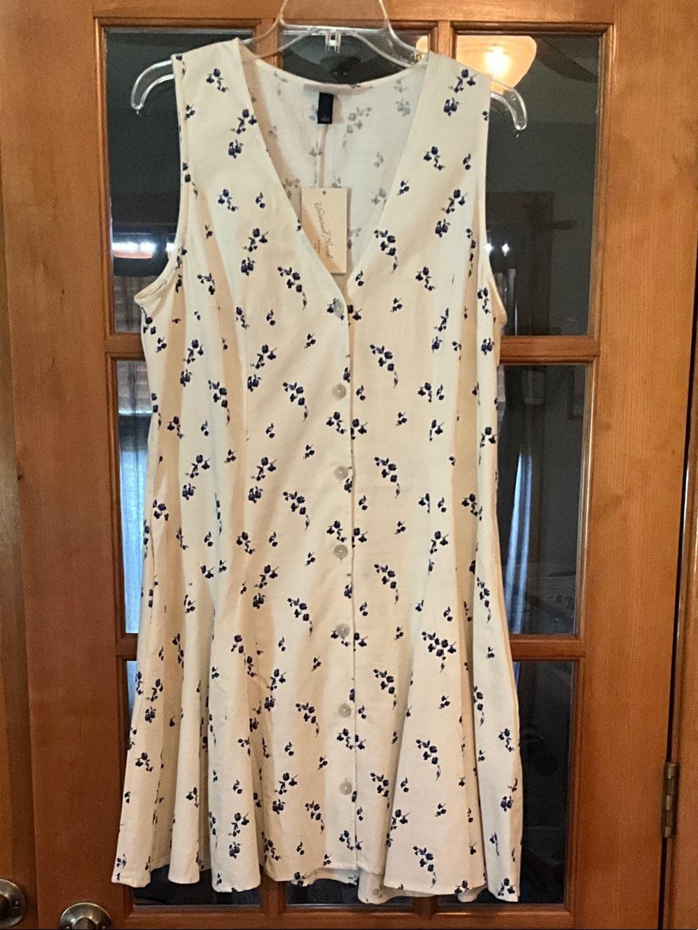 Universal Thread Cream Dress with Navy Floral